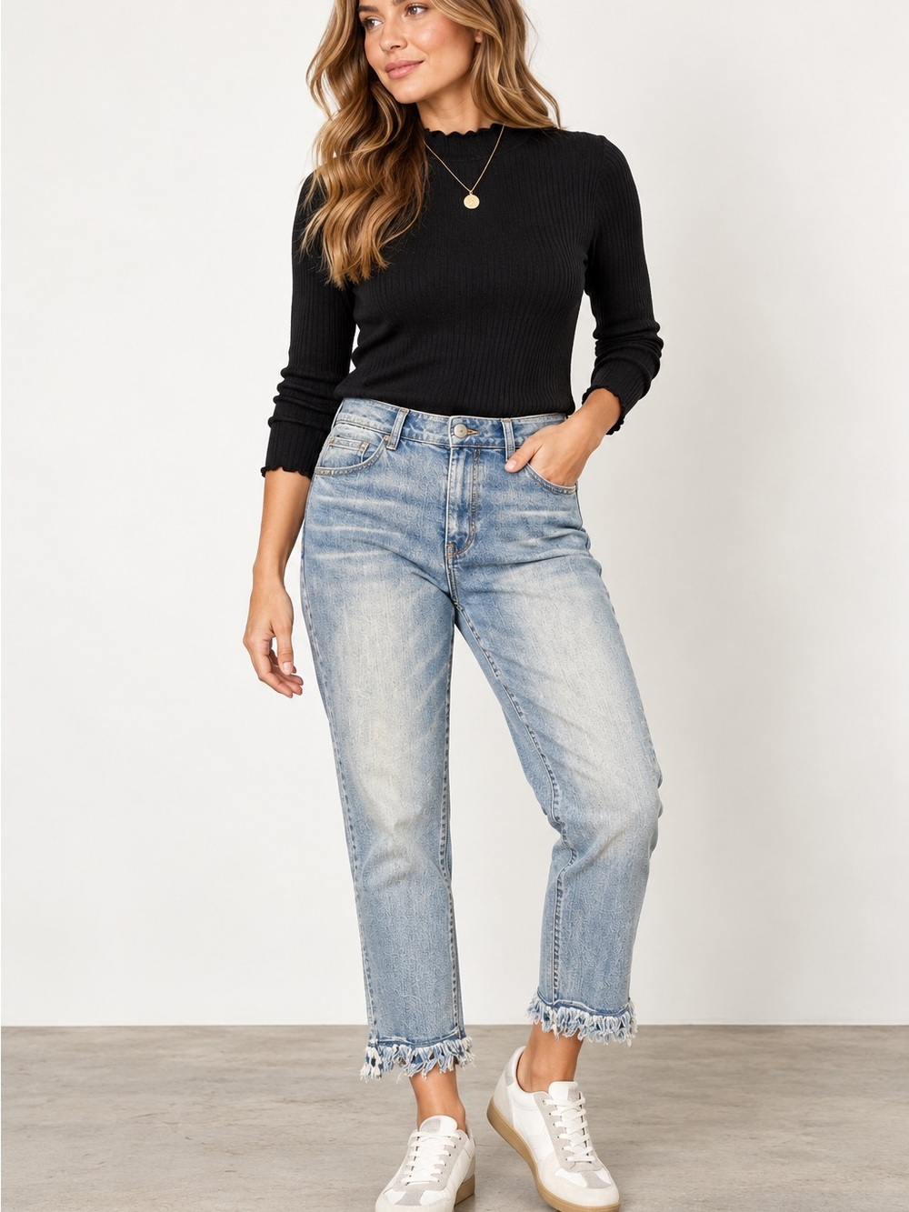 Democracy Ab Solution Light Wash Distressed Raw Fringe Hem Jeans Size 8